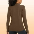 thumbnail image 3 of Htigea Mock Neck T-Shirts for Women Solid Color Long Sleeve Warm Tops Fall Winter Base Layer Shirts Brown S, 3 of 7