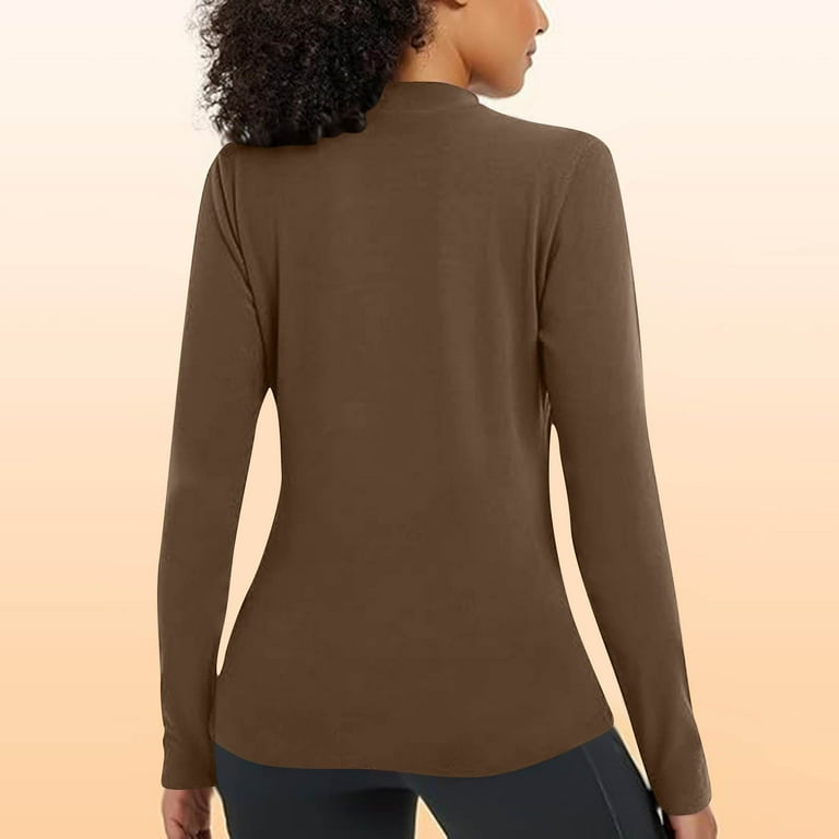 Ahdbta Women's Fleece Lined Thermal Long Sleeve Shirts Base Layer - Main Image