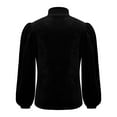thumbnail image 5 of Hfnxid Women's Shirt Velvet Solid Color Lightweight Long Sleeve Shirt High-Neck Puff Sleeve Casual Top Fashion Breathable Stylish Blouses Black XXL, 5 of 6