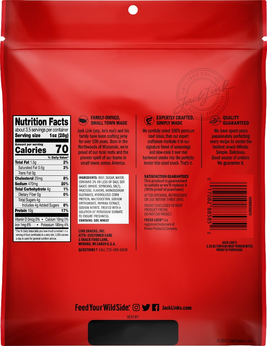 Teriyaki Beef Tender Bites Snack Pack – 6 Count [1 oz Each], High-Protein, Low-Fat, On-the-Go Snack, Bundled by SUPERDEALS with Bonus Mystery Gift