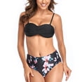 thumbnail image 1 of Traje de baño de mujer estampado de 2 piezas de bikini cómodo de cintura alta de color sólido estilo playa OAVQHLG3B Store  lin121212, 1 of 4
