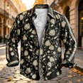 thumbnail image 5 of Men's 70s Vintage Flower Print Button Shirt Casual Relaxed Vacation Top Bohemian Resort Holiday Wear Tunic, 5 of 5