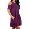 thumbnail image 4 of ZXSXSY Women Cold Shoulder Solid Color Party Dress with Pocket, 4 of 6