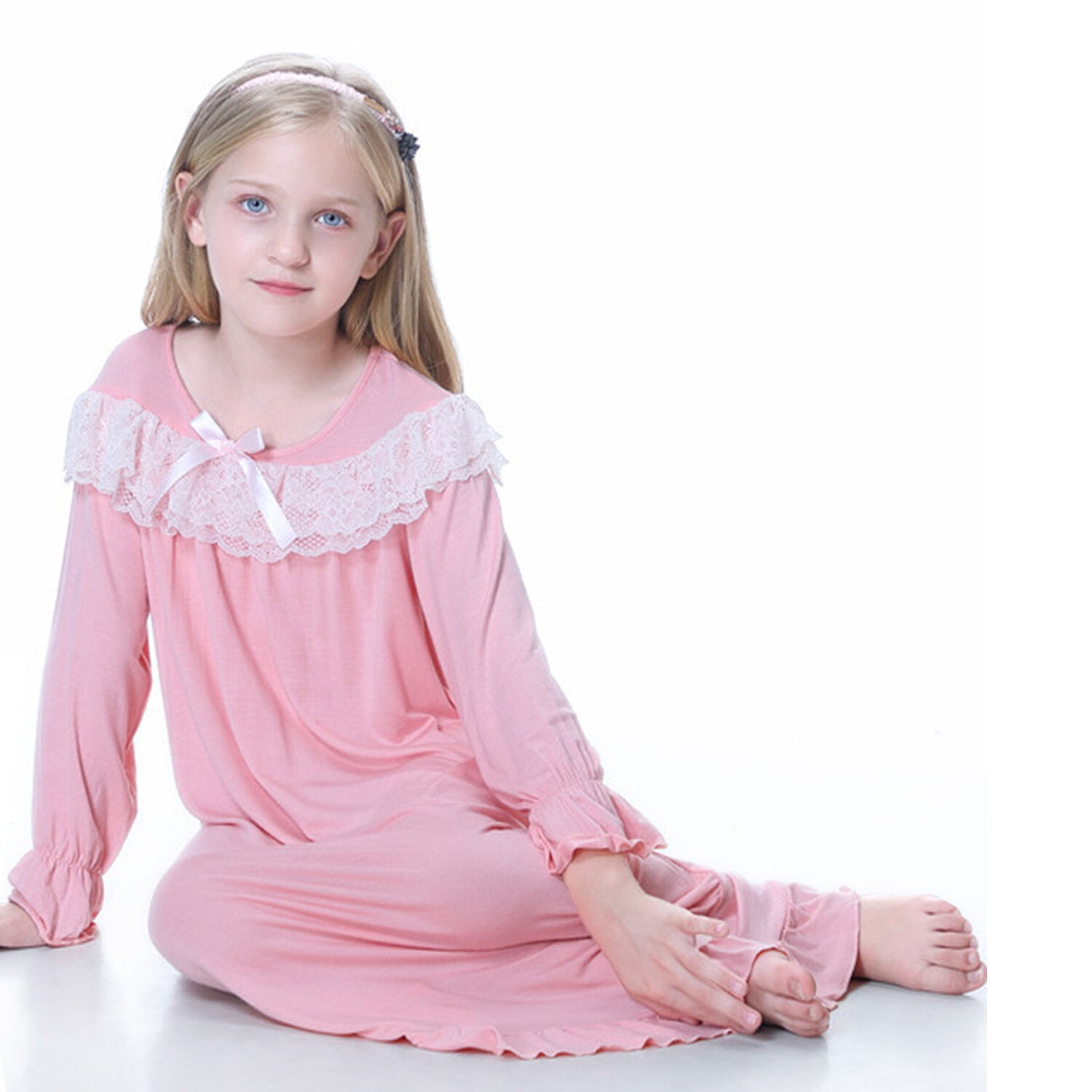 HuaAngel Girl's Nightgown Long Sleeve Princess Pajama Dress