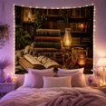 thumbnail image 2 of Leather Books and Oil Lamp in a Warm Study, Nostalgic Vintage for Readers, Library Still Life Art, Graduation Gift, Tapestry Wall Hanging for Reading Nook and Den, 2 of 7