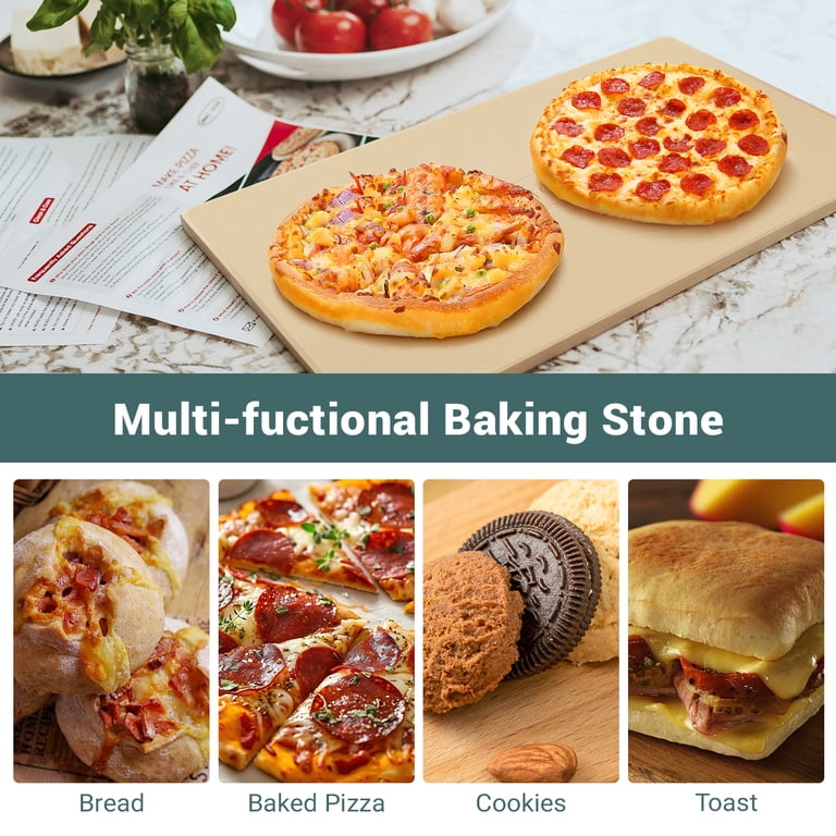Extra Large Rectangular Pizza Stone - 22 X 14 X 0.6 Inch Cordierite, For Oven & Grill, Includes Scraper & Parchment Paper