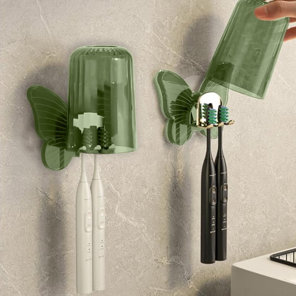 Toothbrush 2PC Toothbrush Wall Mounted For Bathroom-Self Adhesive Tooth Brushing Easy To Cleaning Multi-Functional Storage Organizer For 4 Slots Toothbrush Travel Size Toiletries