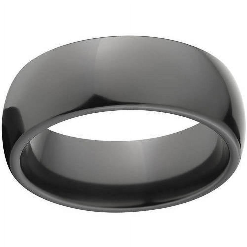 8mm Half-Round Black Zirconium Ring with a High-Polished Finish