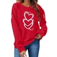 thumbnail image 1 of Wo-Fusoul Chandail en Molleton pour Femmes, Saint-Valentin Imprimé Feuille Col Rond Manches Longues Décontracté Sportif, Rouge, 1 of 7