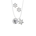 thumbnail image 2 of Delight Jewelry Silvertone Large Script Letter - K - 3/4'' Disc - Silver tone Snowflake Charm Necklace and Stud Earrings, 2 of 4
