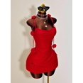 thumbnail image 5 of Vibrant Red Halter Mini Dress With 3D Rose Embellishments, Ruched Bodycon Fit, Open Back Design For Evening Events, 5 of 7