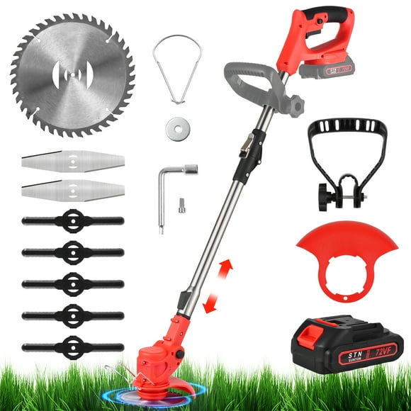 Electric Weed Wacker Cordless 72V 2000mAh Weed Eater Battery Powered with 1 Battery / / 3 Types Cutting Adjustable Height Lightweight Weed Trimmer for Yard Lawn and Garden