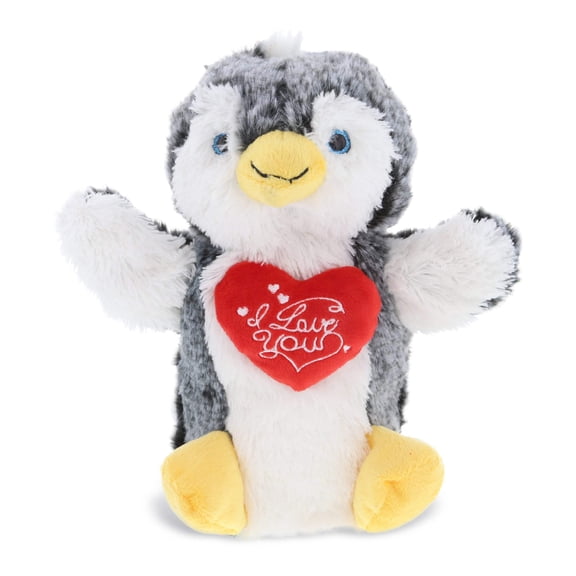 DolliBu I Love You Shirt Penguin Plush Hand Puppet - 9 inches