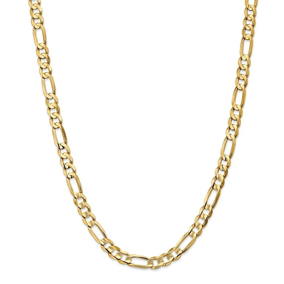 14k 6.75mm Concave Open Figaro Chain in 14k Yellow Gold
