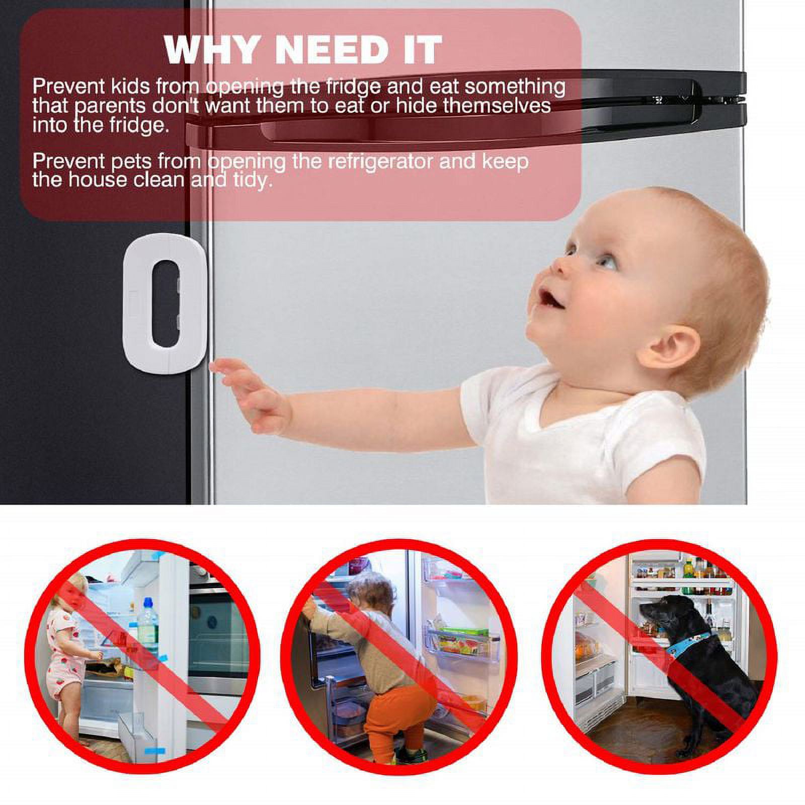 PWFE Refrigerator Fridge Freezer Door Lock Baby Safety Child Lock Latch Catch Toddler Kids Child Cabinet Fridge Locks Use Adhesive(White) - image 2 of 10