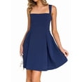 thumbnail image 3 of Womens 2025 Mini Sleeveless Dress Backless Tie Square Neck Short Party Dress Navy Blue S, 3 of 9