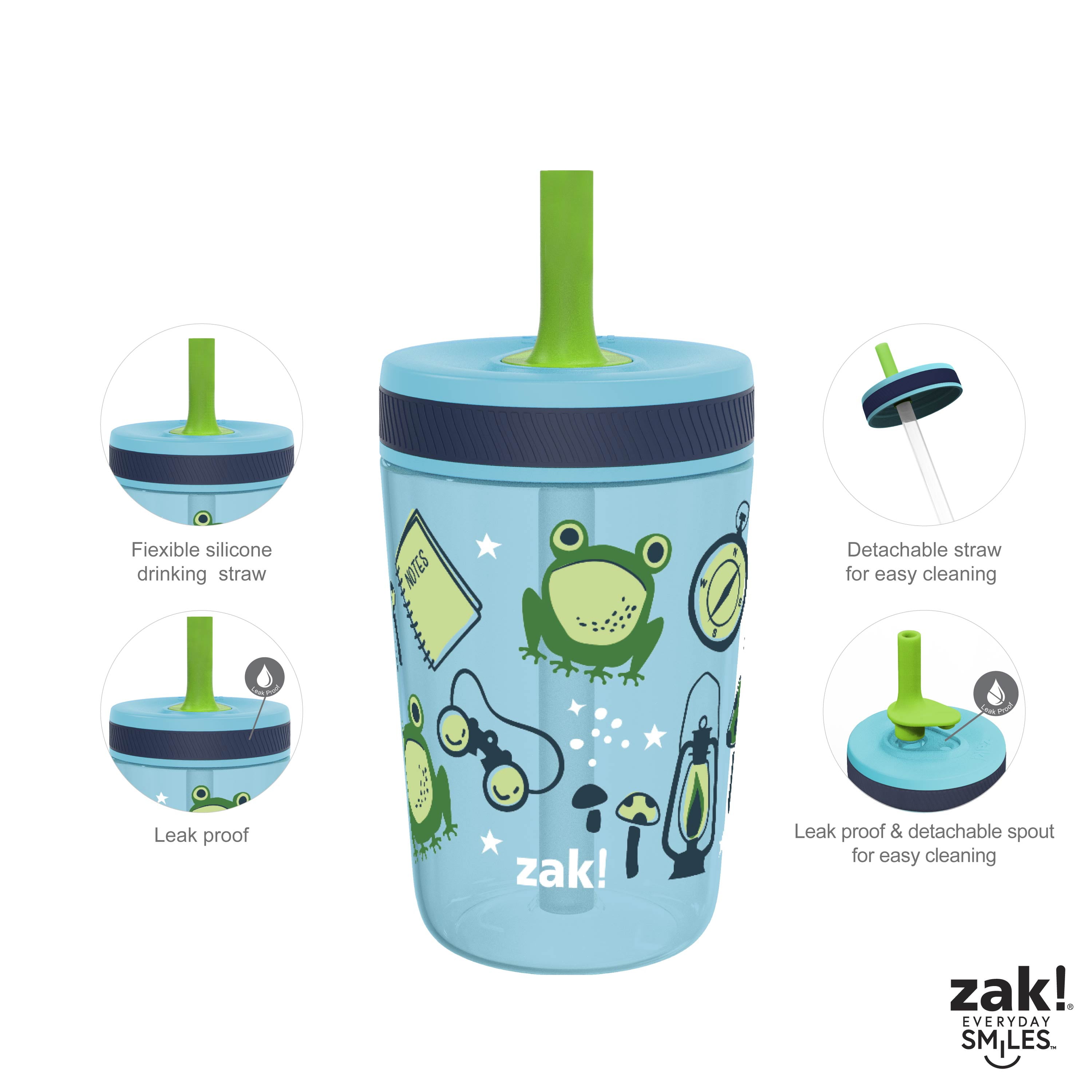 Vodolo Straw Replacement Compatible with Zak Straw Cups for Kids，4PCS 15 oz  Tumbler Water Bottle Reusable Silicone Straw BPA-Free with Straw Cleaning