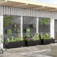 thumbnail image 3 of MAYEERTY 3-Set 47*16" Outdoor Black Metal Planter Box with Trellis for Climbing Plants,Leafy & Parallel Pattern, 3 of 8
