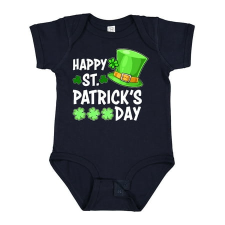 

Inktastic Happy St. Patrick s Day Green Hat and Clovers Gift Baby Boy or Baby Girl Bodysuit