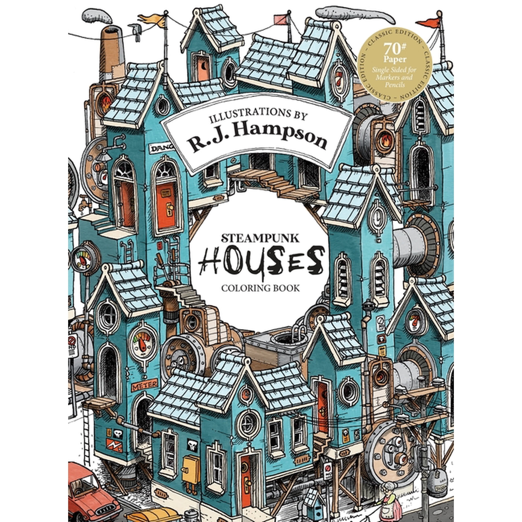 Steampunk Houses Coloring Book, (Hardcover)