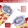 thumbnail image 5 of 40oz Colorful Red Crab Stainless Steel Flip Straw Tumbler Spill Proof Travel Cup Double Wall Vacuum Insulated Coffee Mug with Top Handle, 5 of 6