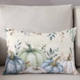 thumbnail image 3 of Green Blue Pumpkins Fall Throw Pillow Cover 20 x 30 Inch Decorative Pillow Cover Thanksgiving Eucalyptus Leaves Flower Lumbar Pillowcase Seasonal Rectangle Cushion Case for Couch Sofa Bed Living Room, 3 of 7