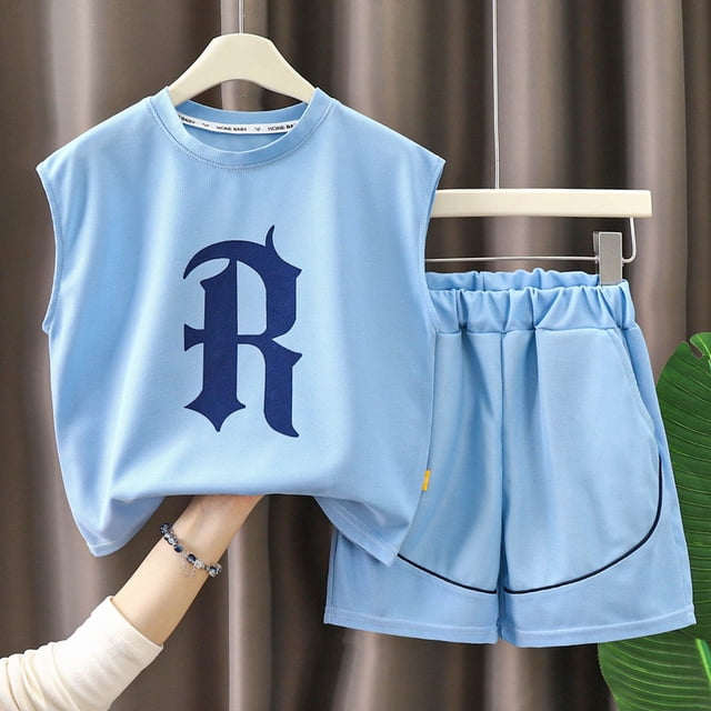 Conjuntos de camisetas sin mangas con cuello redondo, conjunto de ropa de verano para niños y niñas, incluye camiseta sin mangas, ropa deportiva y casual elegante y pantalones con cintura elástica, co