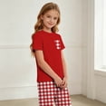 thumbnail image 4 of ITSAME Girls Outfits 2-Piece Crewneck T-Shirt and Plaid Pants Kids Casual Home Clothes Set Red Size 7, 4 of 9