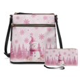 thumbnail image 2 of Yuyamidu Pink Snowman Women Crossbody Bag with Wallet, 2‑Piece PU Leather Shoulder Purse Adjustable Shoulder Strap, Ideal for Holiday Outings, Great Gifts, Lightweight for Daily Use, 2 of 8