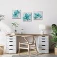 thumbnail image 3 of Teal Lily Flower Canvas Wall Art Set 3 Pieces Abstract Floral Bloom Pictures Bathroom Decor 12"x12", 3 of 6