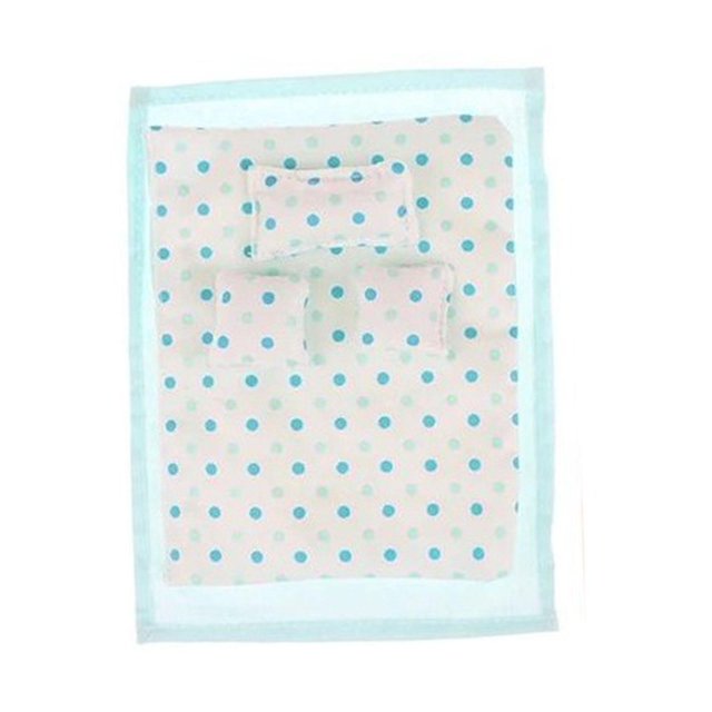 Juego de cama para Casa de muñecas CUTICAT 1/12 azul