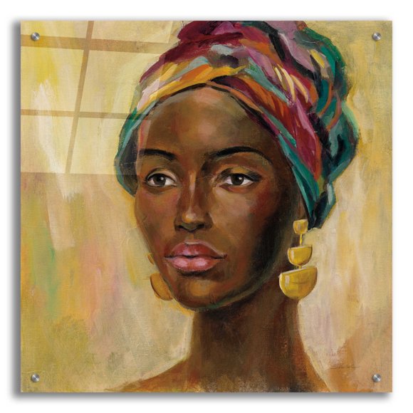 Epic Art 'African Face II' by Silvia Vassileva, Acrylic Glass Wall Art, 24"x24"