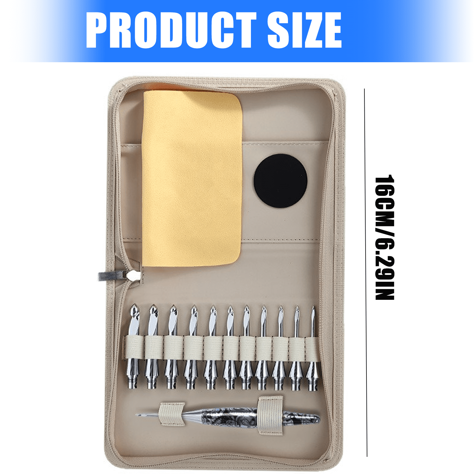 Tunisian Crochet Hook with 11 Interchangeable Tip 3.5-10mm for Knitting Project