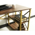 thumbnail image 3 of 47" Solid Wood Desk With Gold Metal Legs, 2 Shelves, 25" X 28", White For Home Office Use Top And Frame, 3 of 3