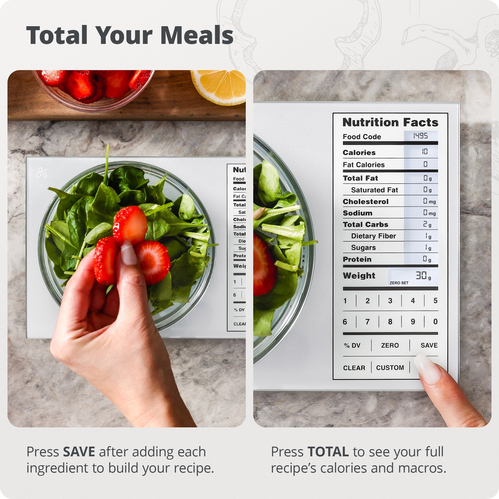 Greater Goods Digital Nutritional Food Scale, LCD Display , Calorie Meal Prep, Weight Loss, Silver