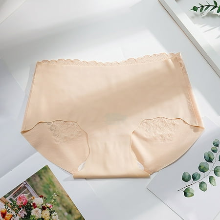 

eczipvz Lingerie for Women Women s Classic Cotton Lace Trim Thong Beige