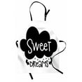 thumbnail image 1 of Sweet Dreams Apron Black Cloud with Small Arrows Pointing to Typographic Inspirational Quote, Unisex Kitchen Bib Apron with Adjustable Neck for Cooking Baking Gardening, Black and White, by Ambesonne, 1 of 3