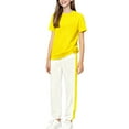 thumbnail image 5 of Girls Sweatsuits 2 Piece Sets Crewneck Pullover Sweatshirt Top and Jogger Sweatpant Casual Sports Track Outfits (13-14 Years, Yellow|Short Sleeve), 5 of 5