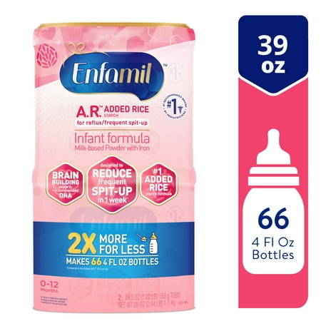Enfamil A.R. Powder Baby Formula, Designed to Reduce Frequent Spit-Up in 1 Week, 39 Oz Tub