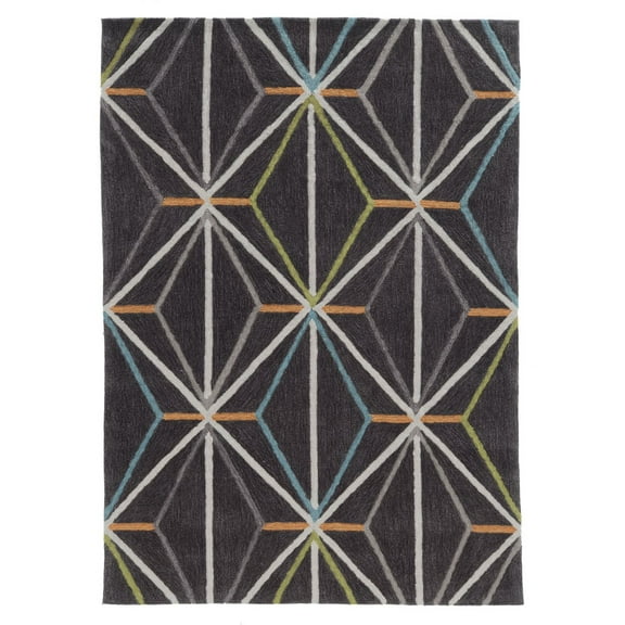 Trio Prisma Charcoal Multi Area Rug 5x7 Transitional Modern Design Soft Touch