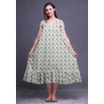 thumbnail image 5 of Bimba Pastel Mint8 Floral Leaves & Ranunculus Mid Calf Nightwear Ladies Cotton Printed Sleeveless Night Gown Maxi Dress X-Small, 5 of 6