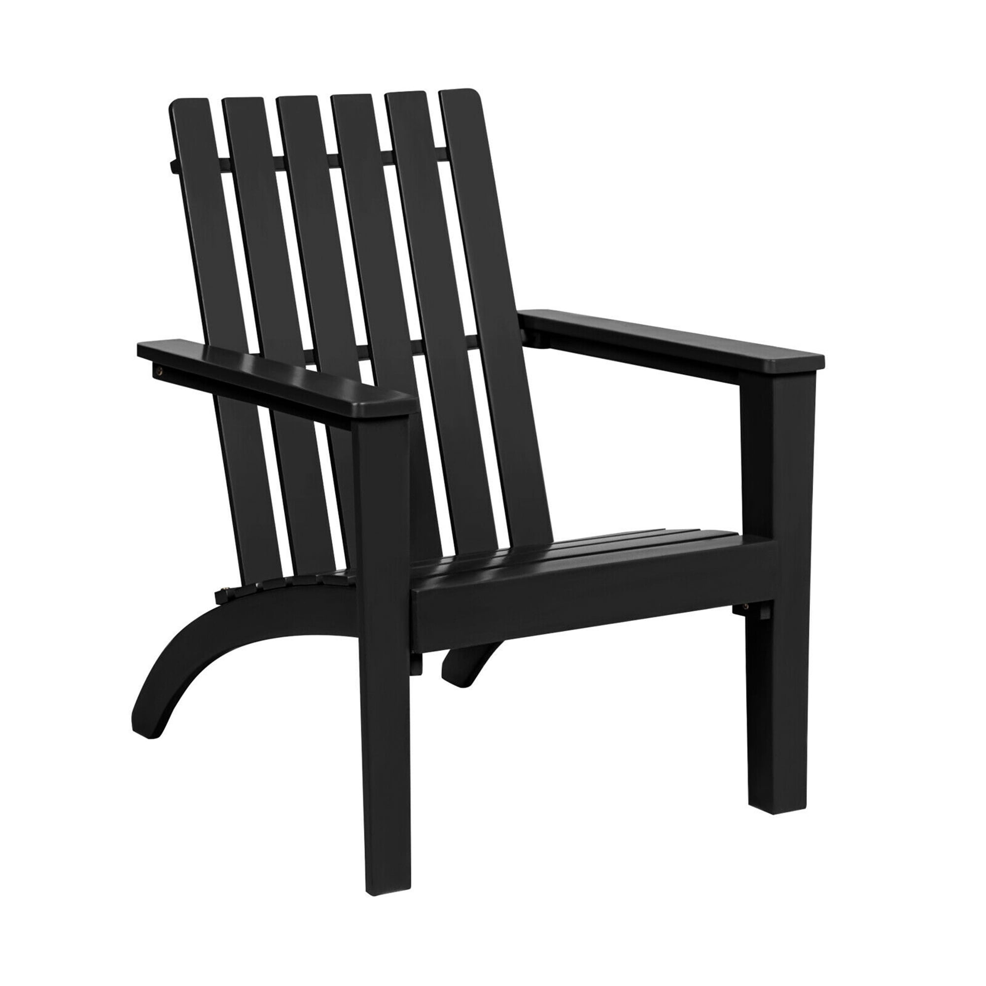 Gymax Set of 2 Outdoor Wooden Adirondack Chair Patio Lounge Chair w/ Armrest Black