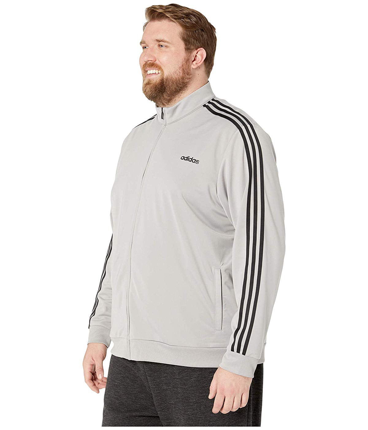 adidas Big & Tall Essentials 3-Stripe Tricot Track Jacket MGH Solid  Grey/Black - Walmart.com