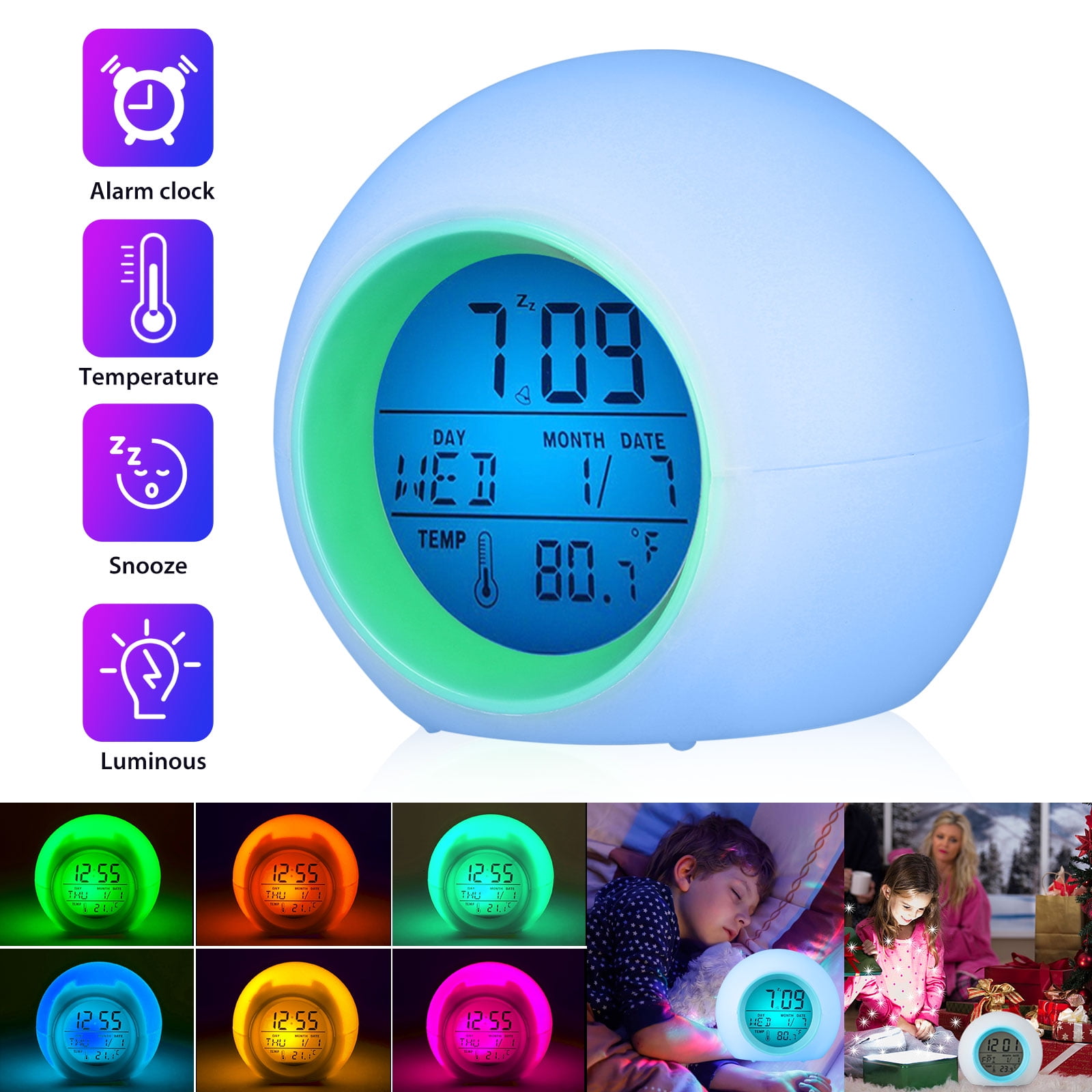 EEEkit Kids Alarm Clock, Children's Light Alarm Clock Digital Clock for