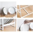 thumbnail image 5 of Estante para secar platos Estantes para platos de metal Soporte para platos Gabinete Estante de almacenamiento Tapa de olla Soporte para cuencos Organizador de encimera-Blanco, 5 of 5