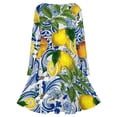 thumbnail image 5 of Mediterranean Lemon on Blue Ceramic Tiles Long Sleeve Dresses For Women Vintage Elegant Party Dress Oversized V-neck Dress S-8XL, 5 of 7
