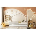 thumbnail image 4 of LOOM Full Size Wooden House Bed with Twin Size Trundle,White, 4 of 9