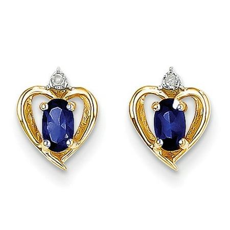 14k Yellow Gold 5x3 Oval Diamond & Genuine Sapphire Earrings. Gem Wt- 0.53ct (0.6IN x 0.3IN )