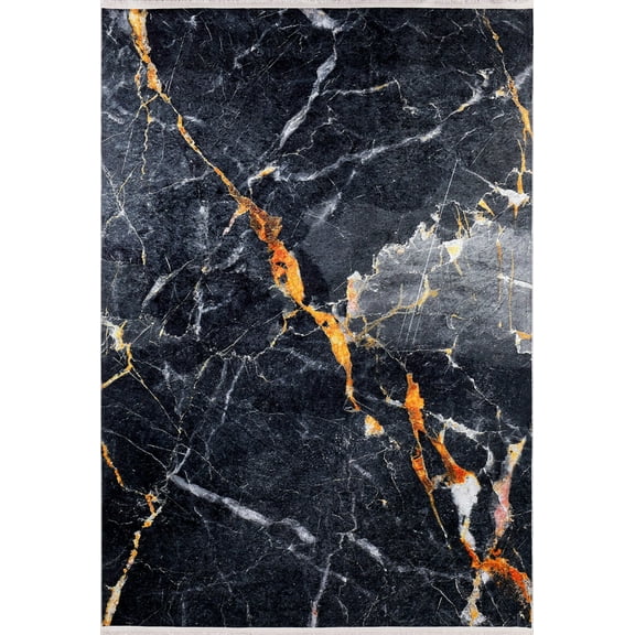 Dubna Orange Modern Polyester Area Rugs for Living Room Washable Rugs Boho Moroccan Area Rug Soft Geometric Bohemian Carpet Distressed Indoor Rug for Bedroom Dining Room Office Nonslip Rug