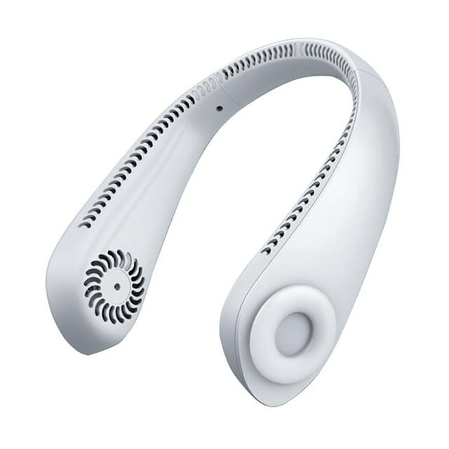 Ventilador para el cuello, mini portátil, recargable por USB, blanco